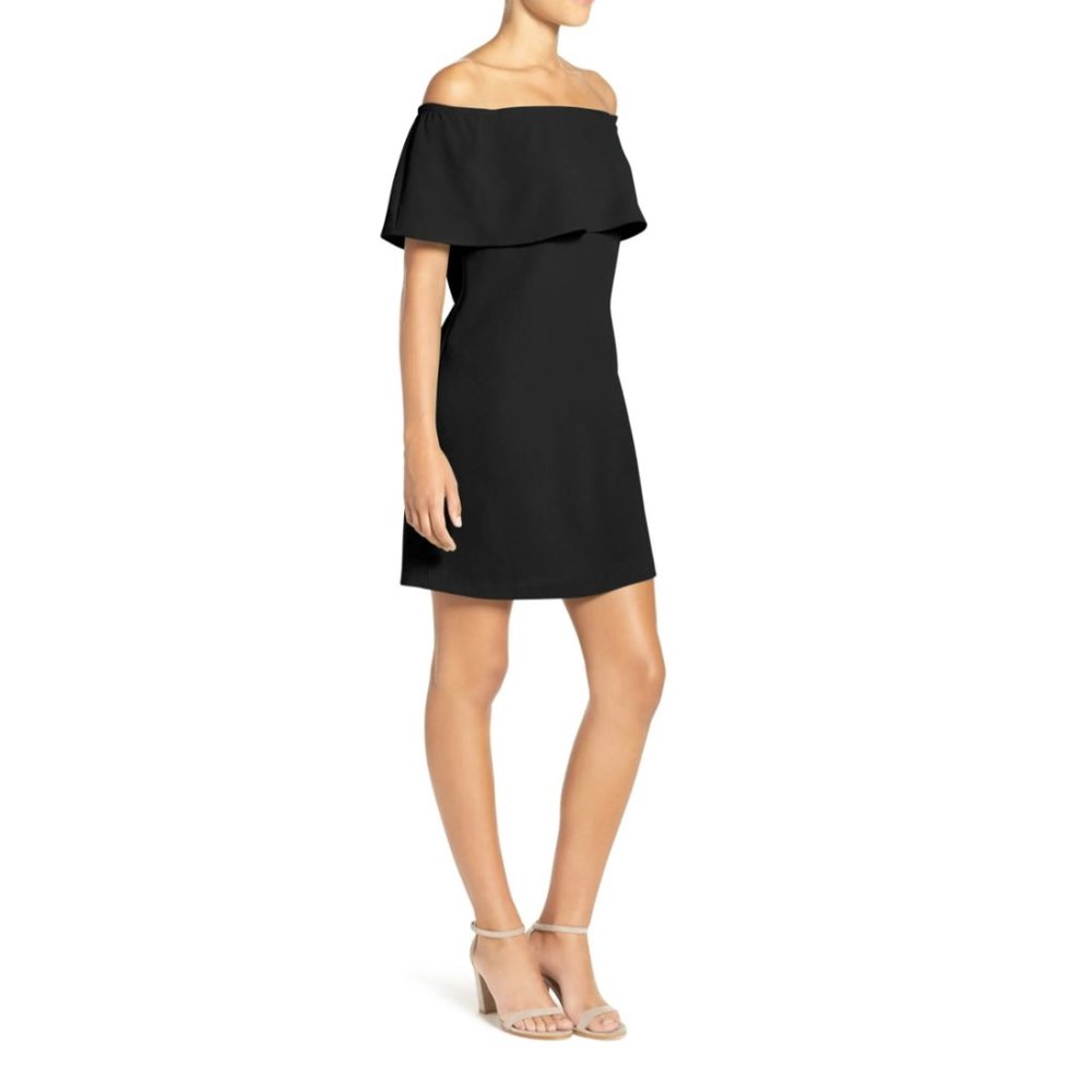 Charles Henry Black Off the Shoulder Dress